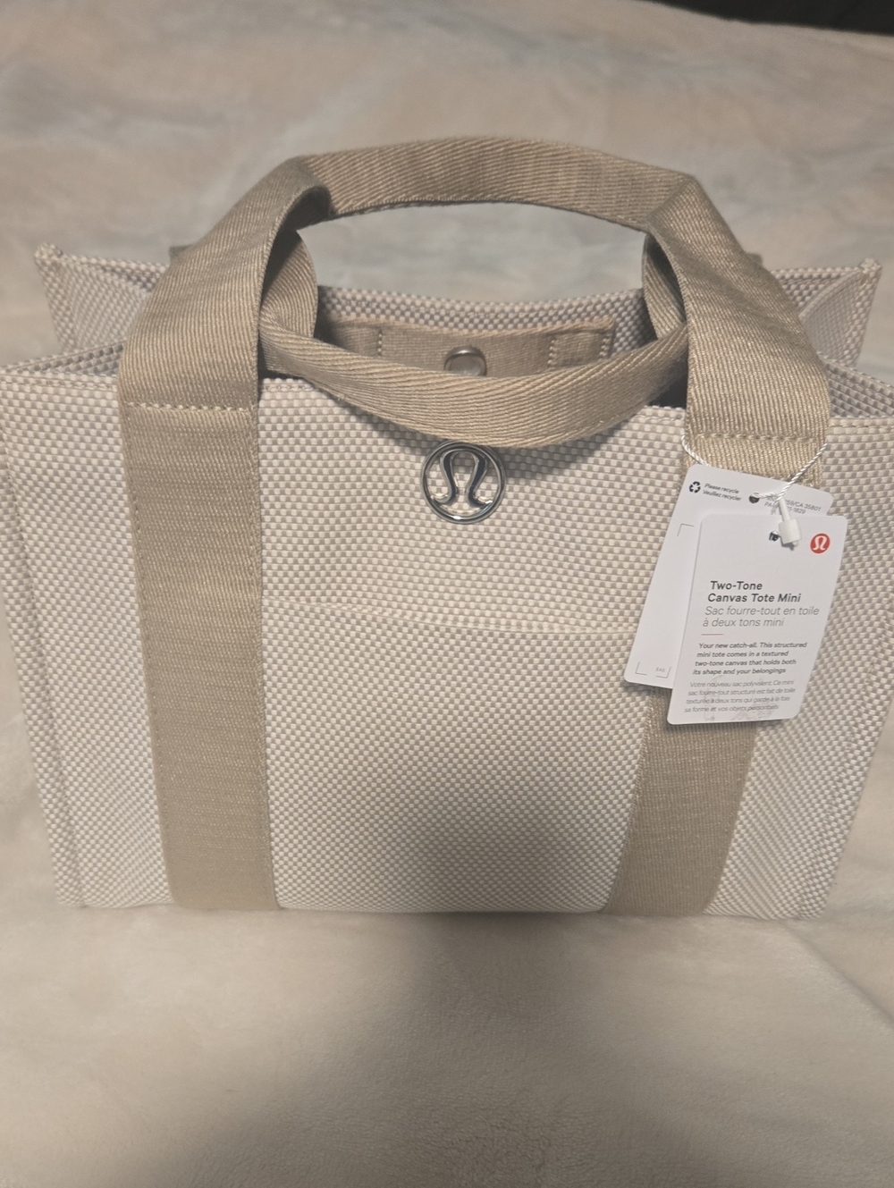 lululemon athletica Two-Tone Canvas Mini Tote — Beige & Cream